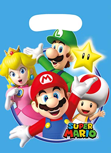 amscan- Bolsas de Fiesta de Super Mario, Color Azul, Talla única (11012018)