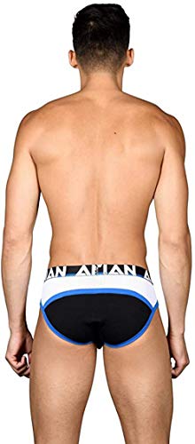 Andrew Christian Almost Naked - Calzoncillos tipo slip retro de malla de color blanco, azul y negro azul S