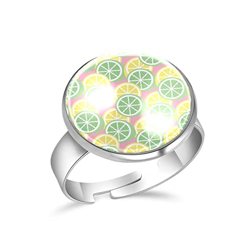 Anillos de nudillos de moda para mujeres y niñas, hombres, verde, amarillo, limón, lima, frutas y rosa