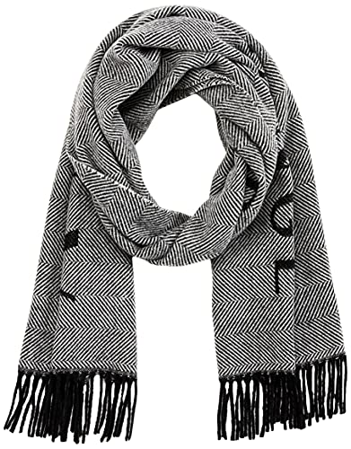 Armani Exchange Herringbone & Logo is Simply The Best Bufanda, Negro, Talla única para Mujer