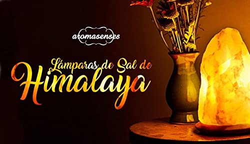 AROMASENSES Lámpara de Sal del Himalaya (2-3 kg) con Base de Madera, Cable y Bombilla - Natural 100% - Hecha a Mano.