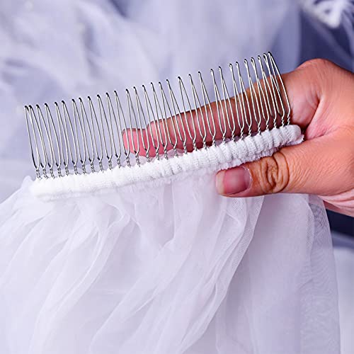 ASZX Velo De Dama, Velo De Novia Largo, Accesorios De Vestir con Peine, Adecuado para Bodas RomáNticas Y Banquetes,Blanco