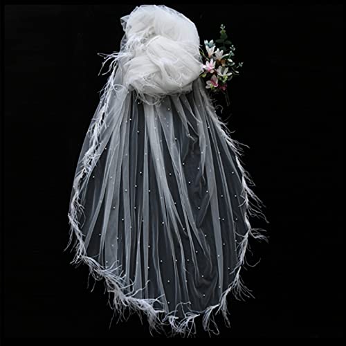ASZX Velo De Dama, Velo De Novia Largo, Accesorios De Vestir con Peine, Adecuado para Bodas RomáNticas Y Banquetes,Blanco