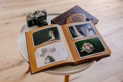 Atelier Bebek Álbum de fotos de piel para manualidades, tamaño 25,5 x 21 x 4,5 cm, 80 páginas, regalo para amantes de los caballos