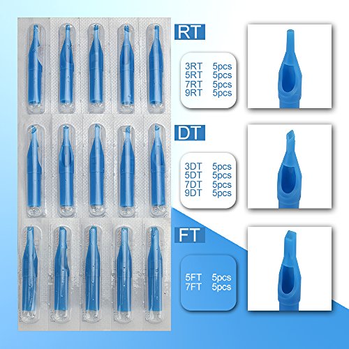 ATOMUS 50 Tattoo Desechables Boquilla Punta Agujas De Tatuaje Mixed 3RT 5rt 7rt 9rt 3DT 5DT 7DT 9DT 5 FT 7 ft plástico Punta de Aguja Consejo para redondas Tattoo agujas Tattoo eubehör puntas
