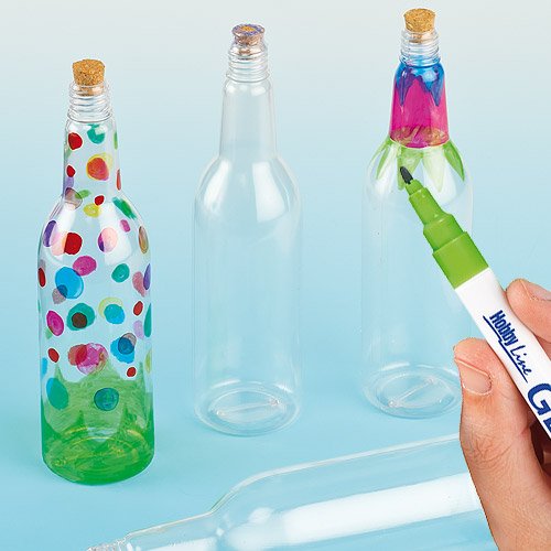 Baker Ross Botellas de plástico con tapón de corcho (Paquete de 4) Para pintar y decorar con niños