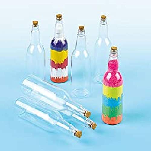 Baker Ross Botellas de plástico con tapón de corcho (Paquete de 4) Para pintar y decorar con niños