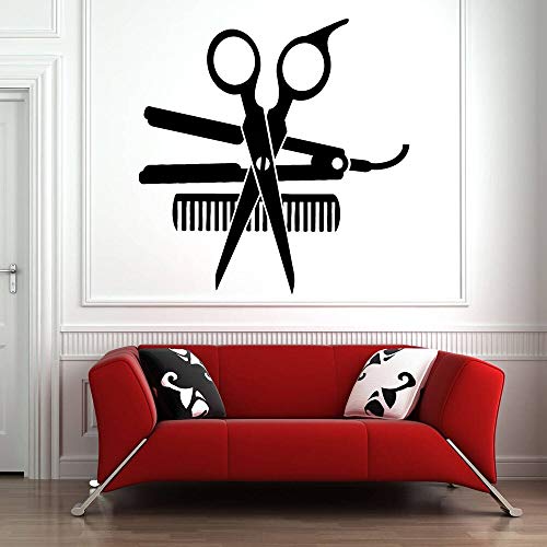 Barbería pared calcomanía arte pared pegatina herramienta permanente pared vinilo decoración salón de belleza patrón peluquería