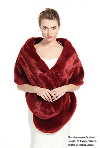 BEAUTELICATE Chal Estola Pelo Mujer Boleros Invierno Fiesta Novia Bodas Vino Rojo