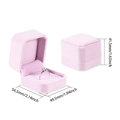 BENECREAT 10 Pack Caja de Anillo 5 Colores Caja de Regalo de Terciopelo Envase Superior de Joyería para Muestra, Compromiso, Boda 54.5x49.5x41.5mm