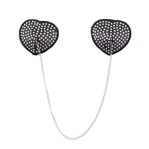 BESTOYARD Cubierta de pezón Sexual Cadena de Diamante Cubierta de pezón Accesorios de coqueteo para Mujer, Dama, Mujer (Patrón de Taladro Blanco)