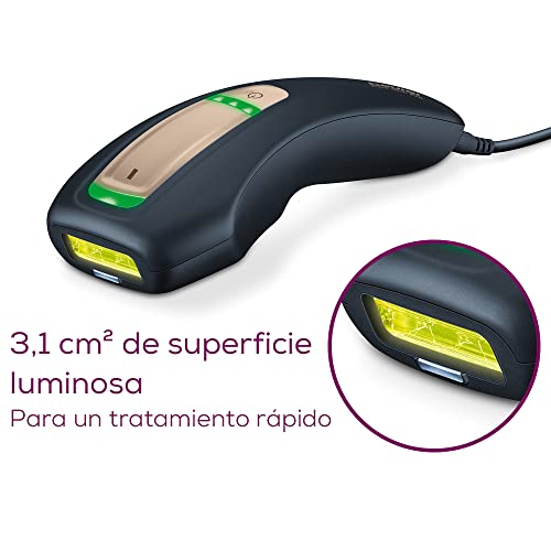 Beurer IPL 5800 Pure Skin Pro Depiladora permanente con tecnología IPL, para cuerpo, cara, zona del bikini, con aplicación, color negro