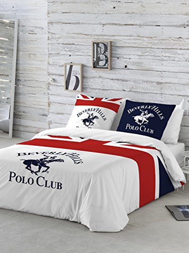 Beverly Hills Polo Club Madison Funda nórdica, Blanco, Rojo, Azul Marino, Cama 105