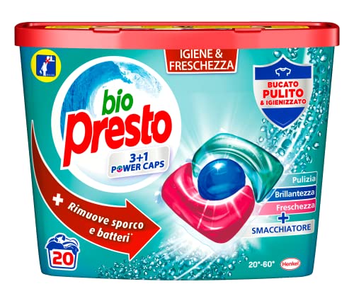 Bio Presto Power Caps Higiene Detergente Lavadora Predosato En Cápsulas Paquete de 20 Lavados - 260 g