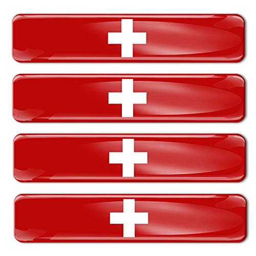 Biomar Labs® 4 pcs 3D Gel Pegatinas Bandera Nacional Suiza Swiss Switzerland Flag Thin Blue Line Silicona Adhesivo Autos Coches Motos Ciclomotores Bicicletas Ordenador Portátil F 23