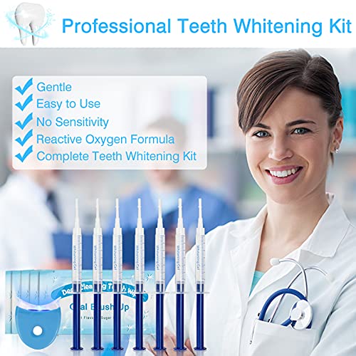 Blanqueador Dental Profesional Kit de Blanqueamiento Dental Teeth Whitening Kit,Para Manchas de Humo, Dientes Negros, Dientes Amarillos-10x3ML Gel, 1x Luz LED, 2x Bandeja Dental