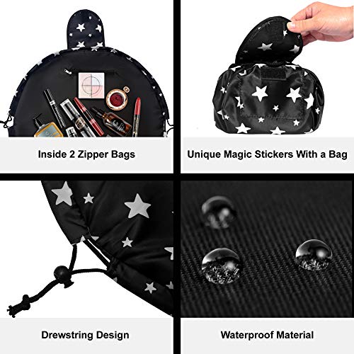 Bolsa de Maquillaje con cordón Perezoso, portátil, Grande, de Viaje, Bolsa de cosméticos, Bolsa de Viaje, Bolsa de Maquillaje, Organizador de Almacenamiento para Mujeres y niñas (la Estrella)