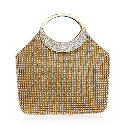 Bolso De Noche Mujeres Bolsos De Noche con Diamantes De Imitación En Forma De Cubo para Mujer, Bolsos De Noche De Punto De Metal Dorado Y Plateado, Bolsos De Mano De Moda para Fiestas Y Bodas, Cl