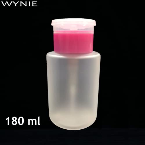 Botella dispensadora de acetona Bomba para quitaesmalte de uñas Dispensador de líquido con tapa Botella transparente vacía Rellenable para cosméticos 180 ml Color Aleatorio