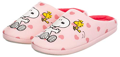 Brandsseller Zapatillas de estar por casa para mujer, diseño con motivos de Snoopy, color Rosa, talla 36/37 EU