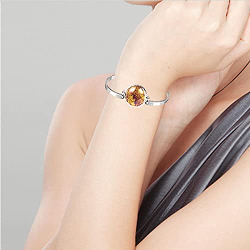 Brazalete En Acero Para Señora, Plata Regalo De Cumpleaños Navidad Marrón Ondulado