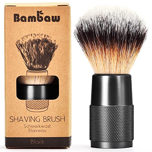 Brocha Afeitar Sintética Negra | Brocha De Afeitar Vegana | Brocha de Afeitar Para Hombres y Mujeres | Brocha Para Jabón De Afeitar | Brocha Ecológica De Afeitado Clásico | Bambaw