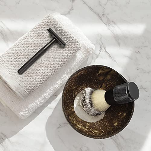 Brocha Afeitar Sintética Negra | Brocha De Afeitar Vegana | Brocha de Afeitar Para Hombres y Mujeres | Brocha Para Jabón De Afeitar | Brocha Ecológica De Afeitado Clásico | Bambaw