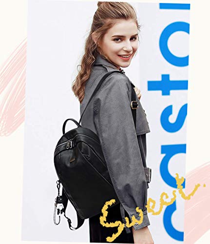 BUKESIYI Mujer Bolsos Mochila Niña Vestir Antirobo Pequeña Casual Bandolera Portatil PU Cuero Piel CCES78304 Fekete