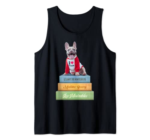 Bulldog francés se sienta en famosas novelas francesas Camiseta sin Mangas