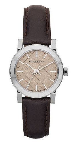 Burberry Reloj suizo de lujo para mujer niña de la ciudad marrón auténtico cuero crema dial bu9208