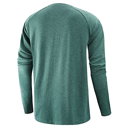 Cabeen Henley Camisetas de Manga Larga Cuello Panadero Casual con Botones Algodón para Hombre