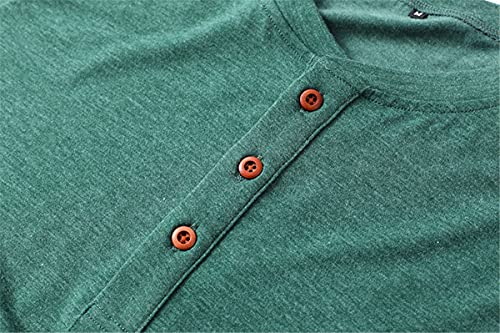 Cabeen Henley Camisetas de Manga Larga Cuello Panadero Casual con Botones Algodón para Hombre