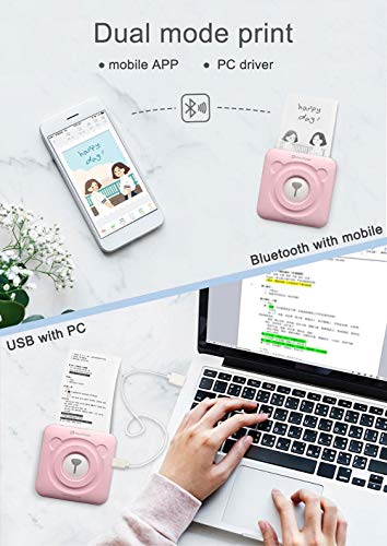 Calistouk Impresora térmica inalámbrica pequeña Impresora fotográfica móvil para teléfonos