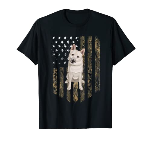 Camo Bandera Americana Noruega Buhund 4 de Julio EE.UU Camiseta