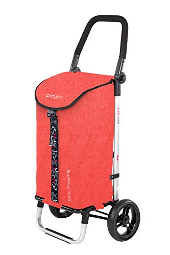 Carlett Carro de la Compra 2 Ruedas | Lett201 | Carrito Plegable con Bolsa Extraíble de Gran Capacidad 25kg/47L, Rojo