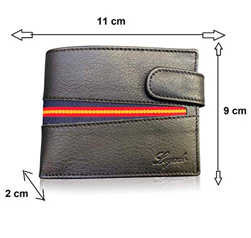 Cartera para Hombre con Monedero Negra LEGADO Cartera con Monedero Hombre Cartera de Piel para Hombre Bandera españa Cartera de Cuero Hombre Negra (con Cierre)