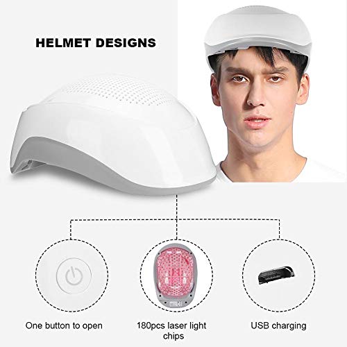 Casco para el crecimiento del cabello, Casquillo del crecimiento del pelo del laser de las virutas de luz 180pcs para el sistema de hombres y mujeres La luz roja estimula los folículos pilosos