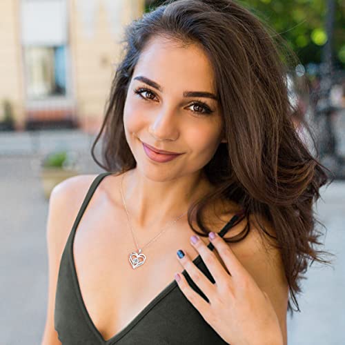 CDE Collares de Corazón para Mujer de Plata 925 Collares Colgante de Mujer Colgante de Diamantes Niña, con Caja Regalo, Regalo para Día de la Madre Esposa y Novia Blanco
