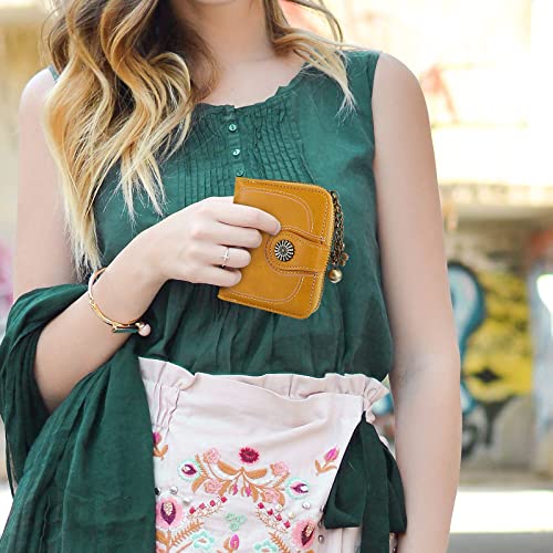 Censhaorme Vintage Leather Cera de petróleo Corta de Las Mujeres Carteras Pequeños Lindo Monedero Tarjeta Monedero del Bolso Femenino Holder