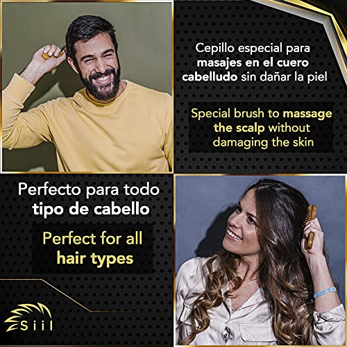 Cepillo cerdas naturales bambú + Bonus 4 cerdas de cambio. Cepillo especial para dar masajes al cuero cabelludo sin dañarlo. Mango de bambú, duradero, cómodo y ergonómico.