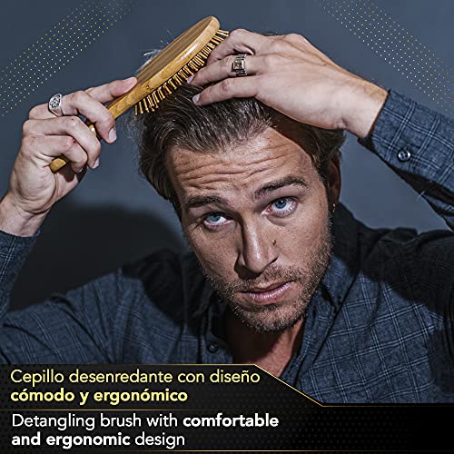 Cepillo cerdas naturales bambú + Bonus 4 cerdas de cambio. Cepillo especial para dar masajes al cuero cabelludo sin dañarlo. Mango de bambú, duradero, cómodo y ergonómico.