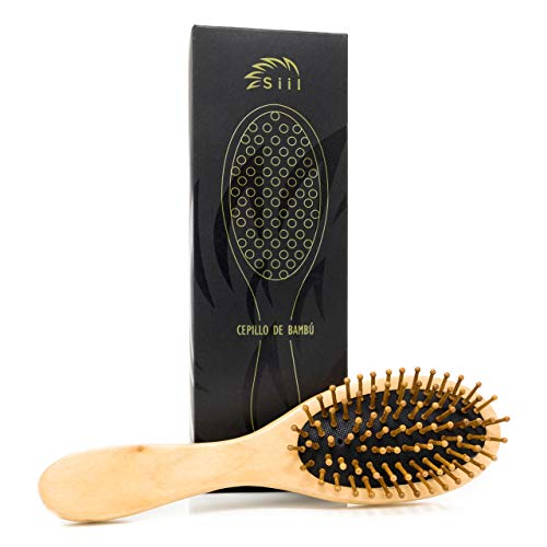 Cepillo cerdas naturales bambú + Bonus 4 cerdas de cambio. Cepillo especial para dar masajes al cuero cabelludo sin dañarlo. Mango de bambú, duradero, cómodo y ergonómico.