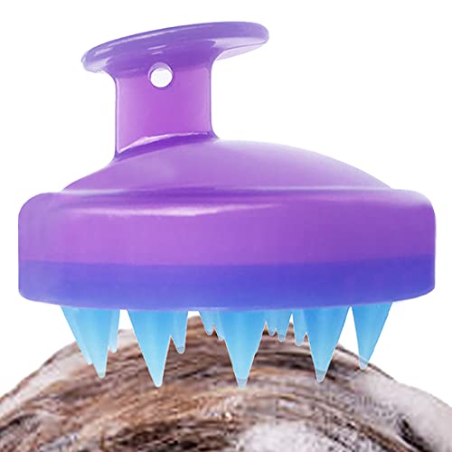 Cepillo de Masaje Para Cuero Cabelludo，Cepillo de Champú，Masajeador Manual Para Cuero Cabelludo Seco y Húmedo，Limpieza Profunda y Exfoliación Suave Para Estimular el Crecimiento del Cabello (Púrpura)