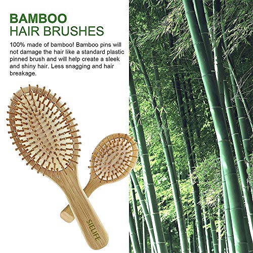 Cepillo para el cabello, juego de peine de madera natural ecológico Cepillo para cabello largo, reducción de enredos y roturas del cabello, promoción del crecimiento del cabello
