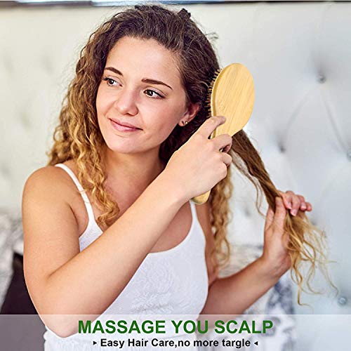 Cepillo para el cabello, juego de peine de madera natural ecológico Cepillo para cabello largo, reducción de enredos y roturas del cabello, promoción del crecimiento del cabello