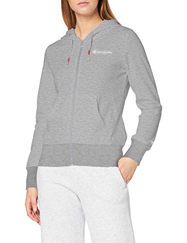 Champion Classic Small Logo Hooded Full Zip Sweatshirt Sudadera con Capucha, Gris Claro, XL para Mujer