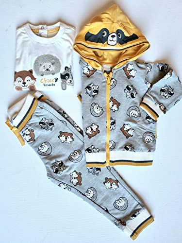 Chicco Conjunto niño 18 MESI - 86 cm con sudadera - pantalón y camiseta animalitos