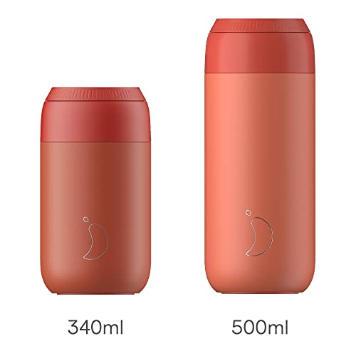 Chilly's Serie 2 Taza de Cafe Termica - Taza de Doble Pared con Tapa - Acero Inoxidable sin BPA - Maple Red, 340ml