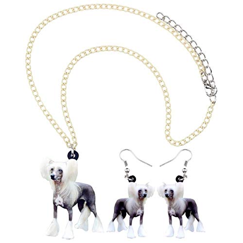 chushi Original Acrílico Moda China Crested Joyas De Perro Conjunto Pendientes Collar Animal Venta Al por Mayor Mujeres Girls Fiesta Regalos Zzib (Color : Multicolor)