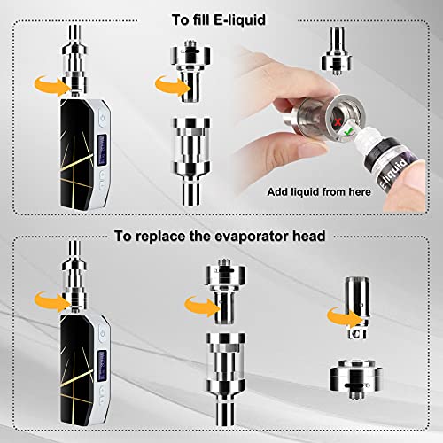 Cigarrillo Electronico de Vapor sin Nicotina Vaper Kit Cigarro Electronico Vaporizador kit completo-80W/2000mAh Batería con 6x10ml de E-líquido, 3m Tanque de Evaporadorl, 0.5Ohm Núcleo de Atomización